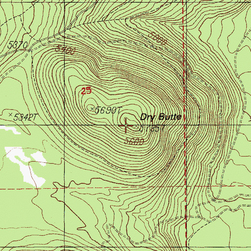 Topographic Map of Dry Butte, OR