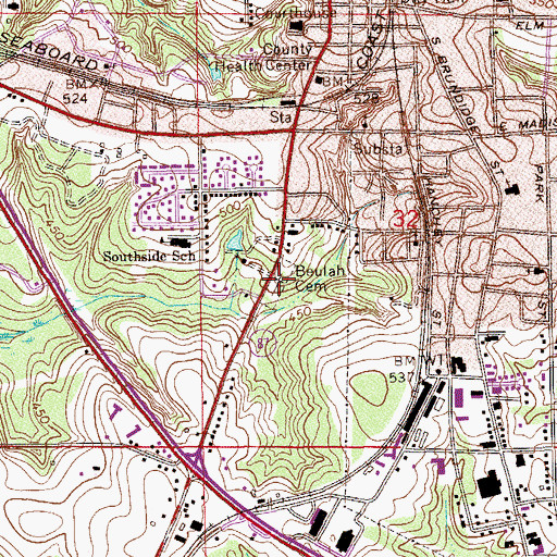 Topographic Map of Beulah Cemetery, AL