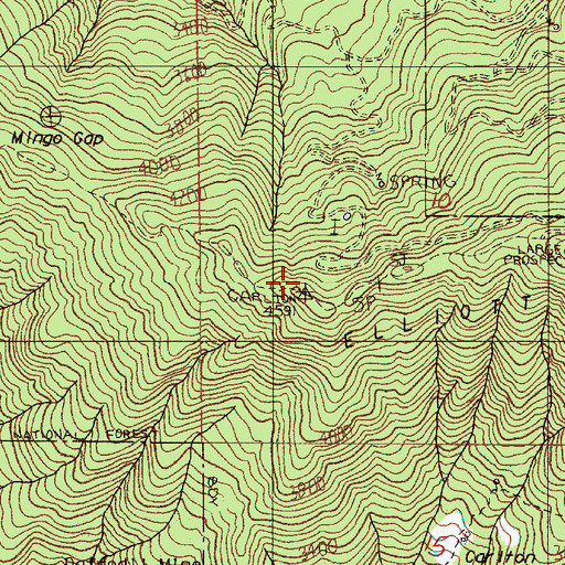 Topographic Map of Elliott Creek Ridge, OR