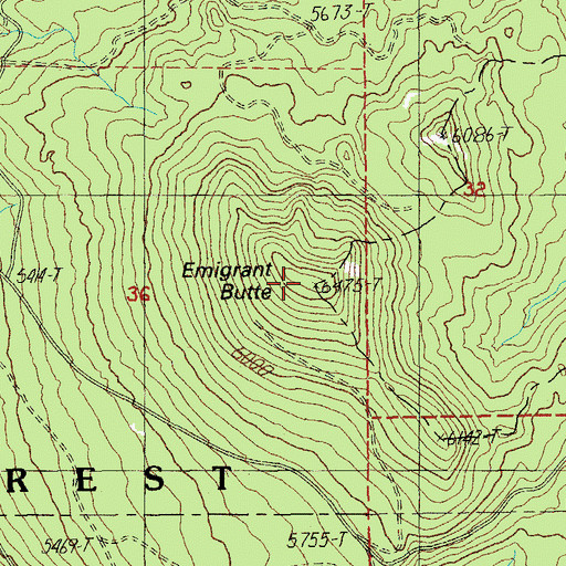 Topographic Map of Emigrant Butte, OR