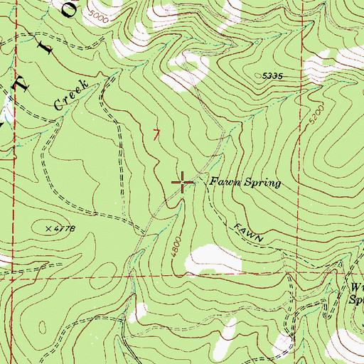 Topographic Map of Fawn Spring, OR