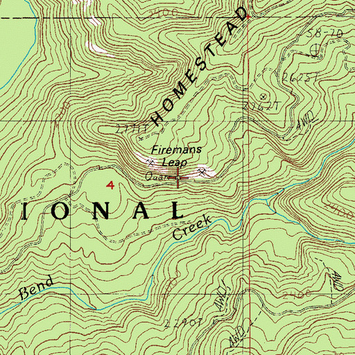 Topographic Map of Firemans Leap, OR