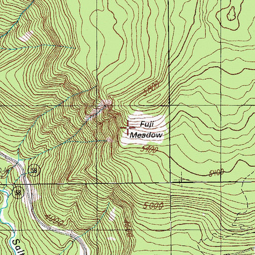 Topographic Map of Fuji Meadow, OR