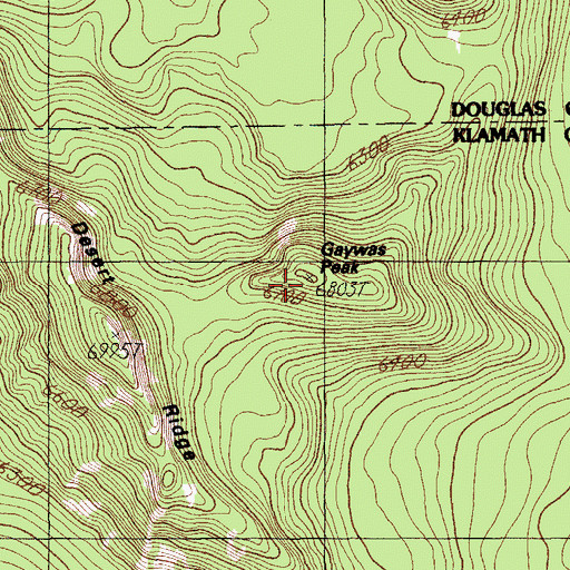 Topographic Map of Gaywas Peak, OR