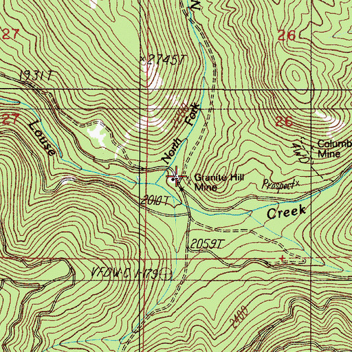 Topographic Map of Granite Hill Mine, OR
