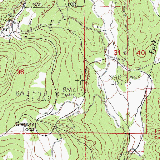 Topographic Map of Gregory (historical), OR