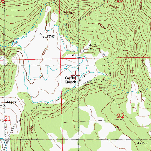 Topographic Map of Griffin Ranch, OR