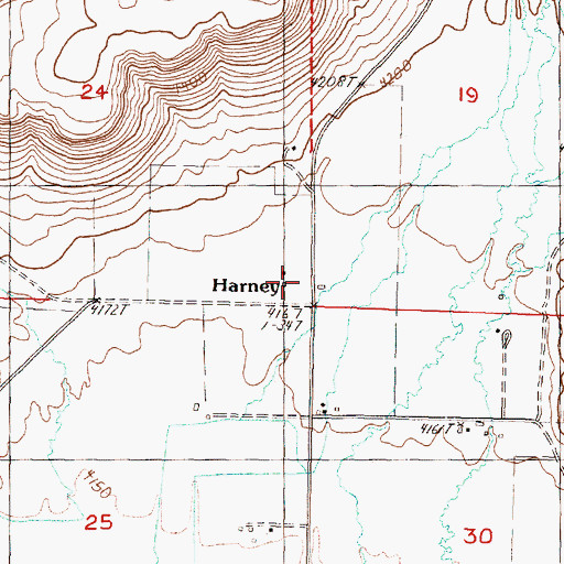 Topographic Map of Harney, OR