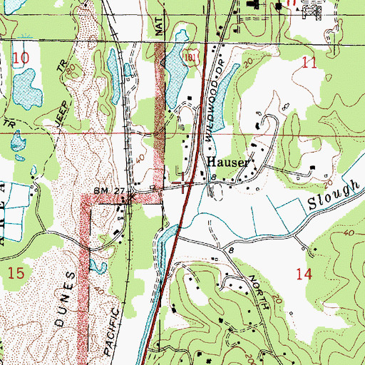 Topographic Map of Hauser, OR