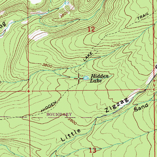 Topographic Map of Hidden Lake, OR
