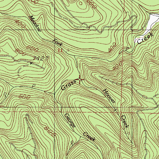 Topographic Map of Hoover Creek, OR