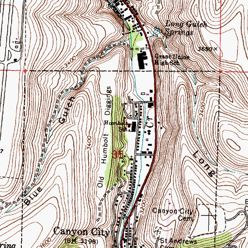 Topographic Map of Humbolt Elementary School, OR