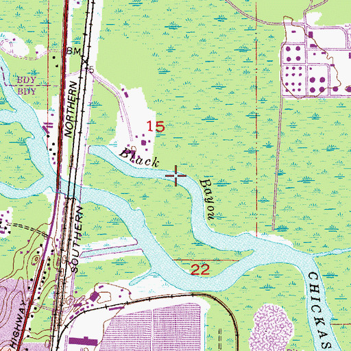 Topographic Map of Black Bayou, AL