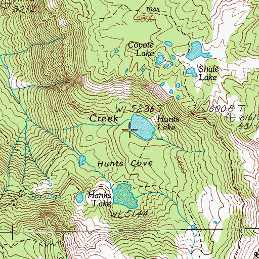 Topographic Map of Hunts Lake, OR