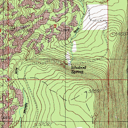 Topographic Map of Ichabod Spring, OR