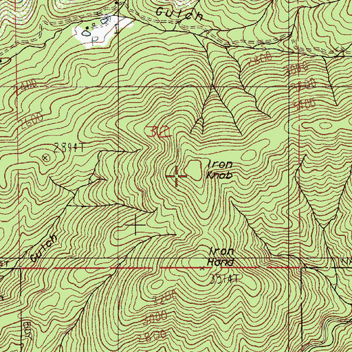 Topographic Map of Iron Knob, OR