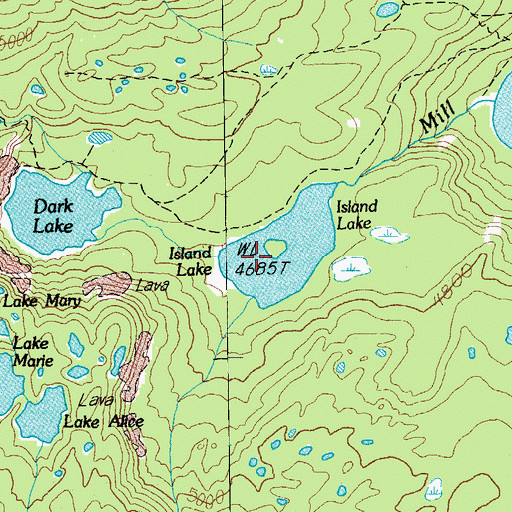 Topographic Map of Island Lake, OR