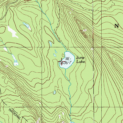 Topographic Map of June Lake, OR