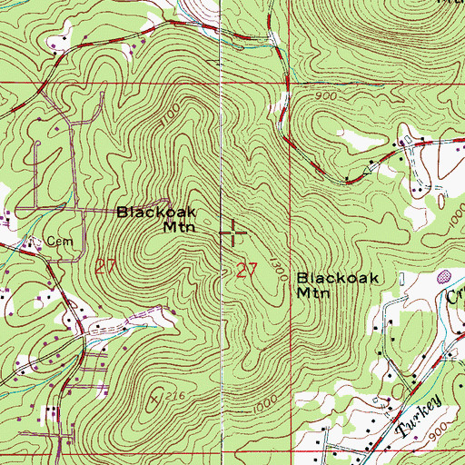 Topographic Map of Black Oak Mountain, AL
