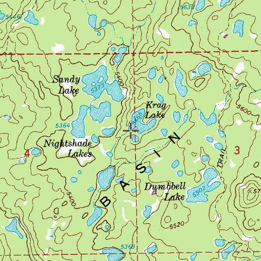 Topographic Map of Krag Lake, OR