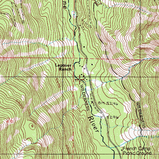 Topographic Map of Lapover Ranch, OR