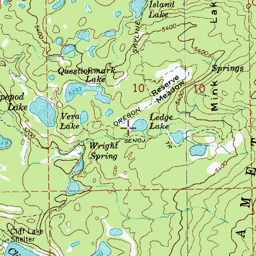 Topographic Map of Ledge Lake, OR