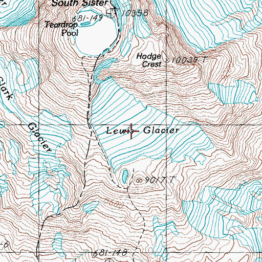 Topographic Map of Lewis Glacier, OR