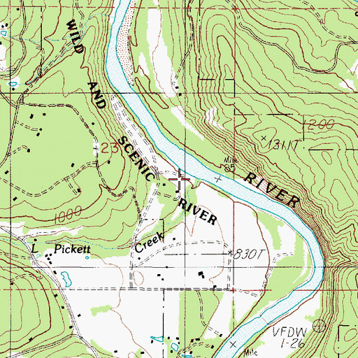 Topographic Map of Little Pickett Creek, OR