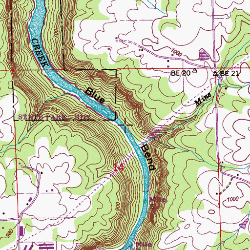 Topographic Map of Blue Bend, AL