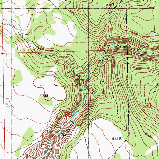 Topographic Map of Long Creek, OR