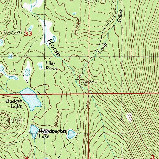 Topographic Map of Long Creek, OR