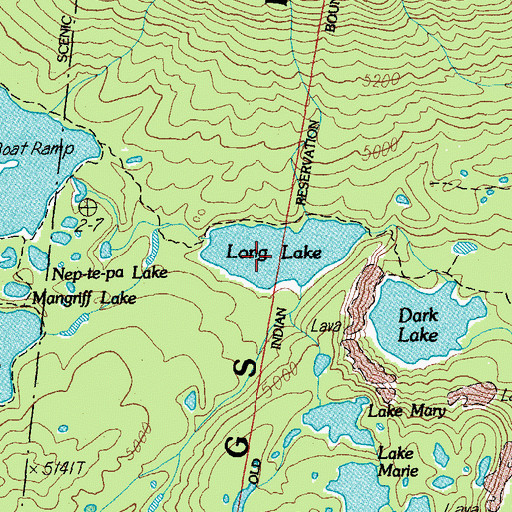 Topographic Map of Long Lake, OR