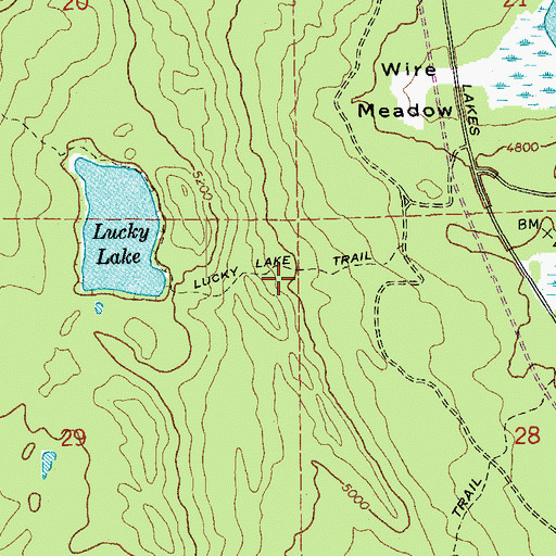 Topographic Map of Lucky Lake Trail, OR
