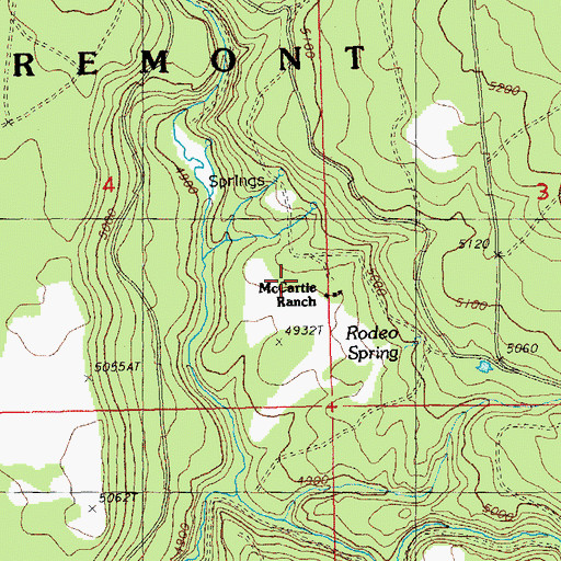 Topographic Map of McCartie Ranch, OR