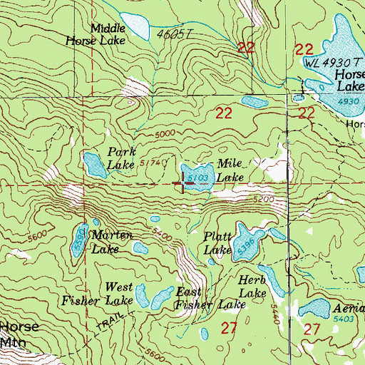 Topographic Map of Mile Lake, OR