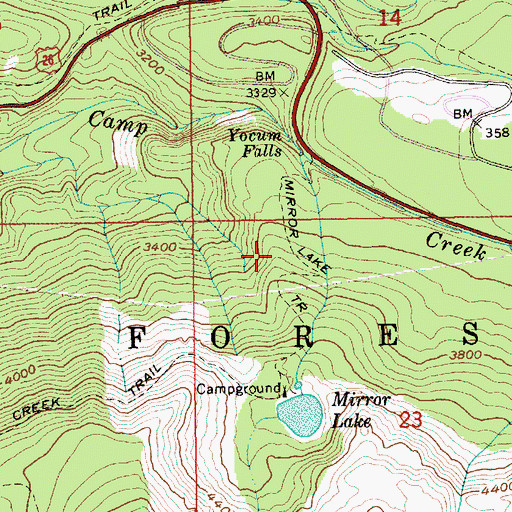Topographic Map of Mirror Lake Trail, OR