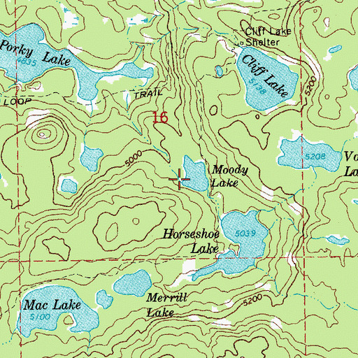 Topographic Map of Moody Lake, OR