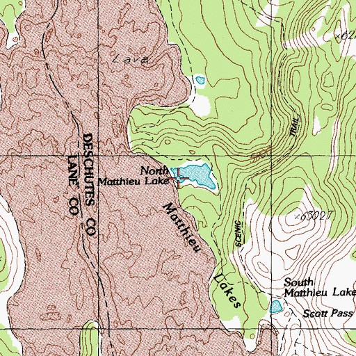 Topographic Map of North Matthieu Lake, OR