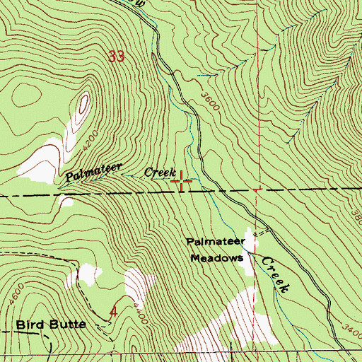 Topographic Map of Palmateer Creek, OR