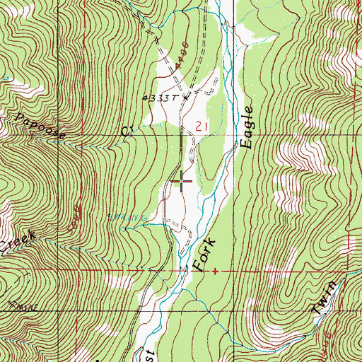 Topographic Map of Papoose Creek, OR