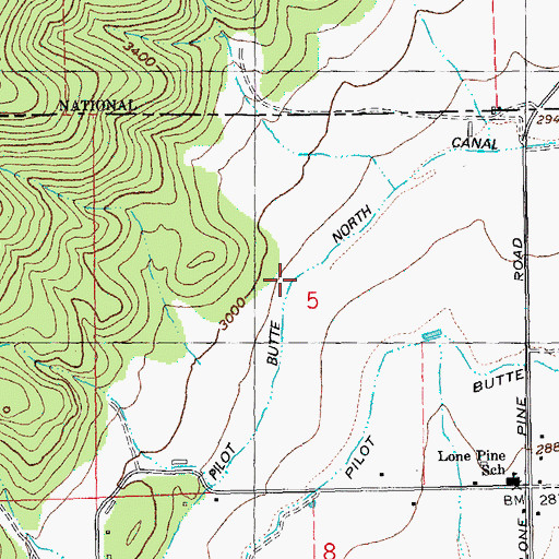 Topographic Map of Pilot Butte North Canal, OR