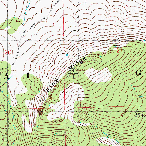 Topographic Map of Pine Ridge, OR