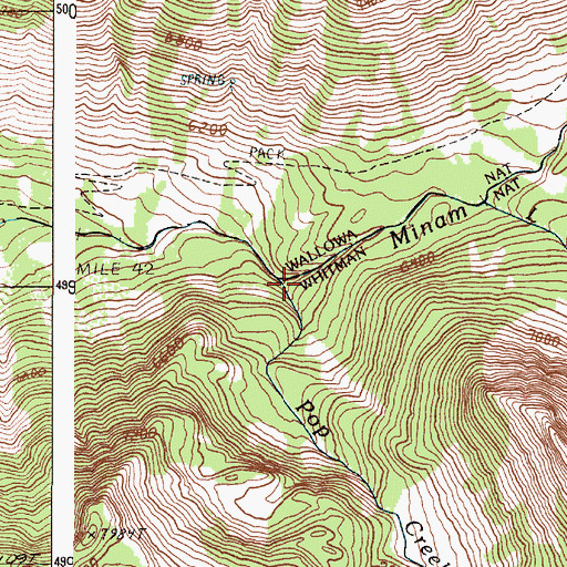 Topographic Map of Pop Creek, OR