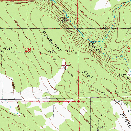 Topographic Map of Preacher Flat, OR