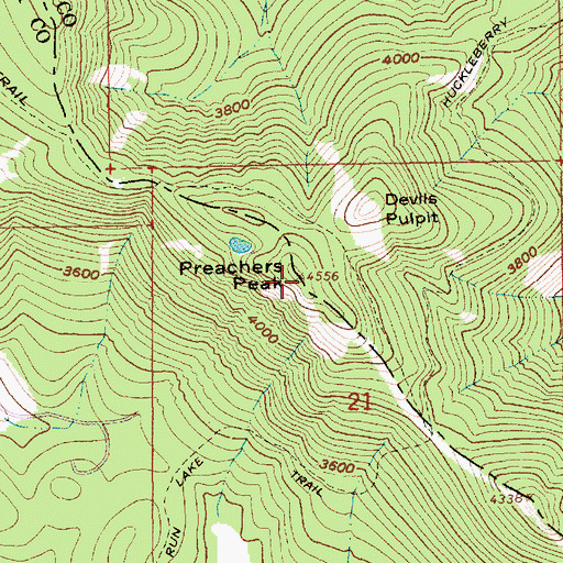 Topographic Map of Preachers Peak, OR