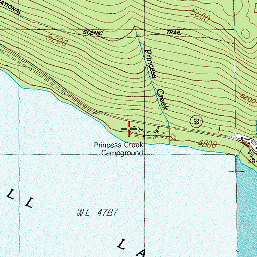 Topographic Map of Princess Creek Recreation Site, OR