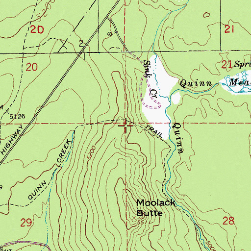 Topographic Map of Quinn Creek Trail, OR