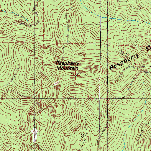 Topographic Map of Raspberry Mountain, OR