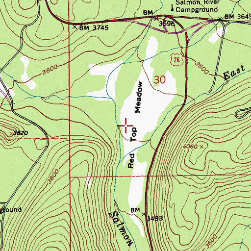 Topographic Map of Red Top Meadow, OR
