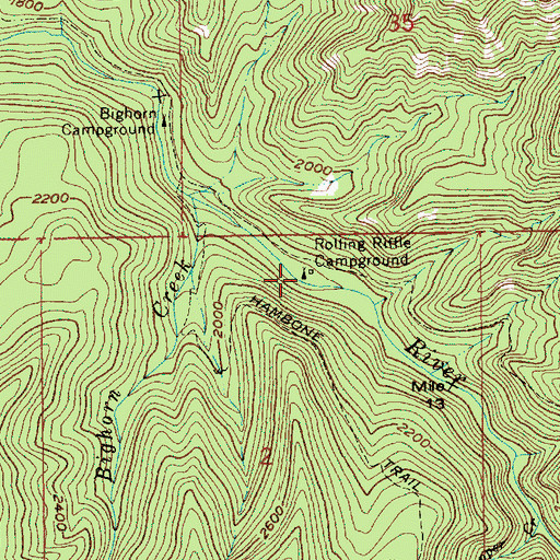 Topographic Map of Rolling Riffle Campground (historical), OR